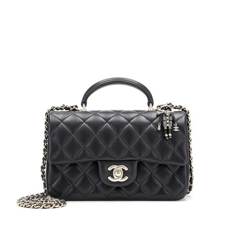 CHANEL Lambskin Quilted Mini Rectangular Flap So Black 15045